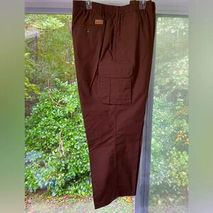 Canal Joe 44w chocolate brown men’s khaki pants with easy close cargo pockets.